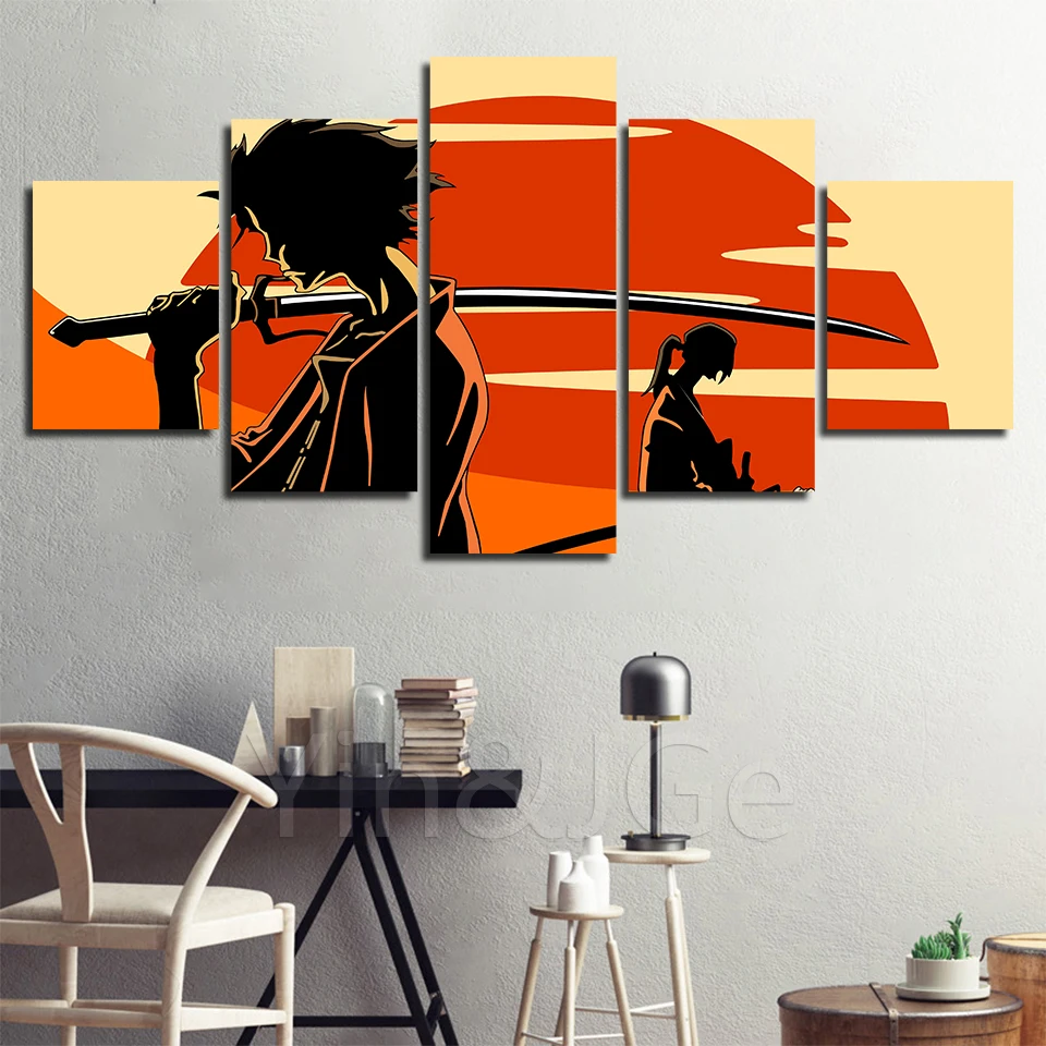 Настенная роспись модульная фотографии печатных самурая чамплу аниме Mugen и Jin