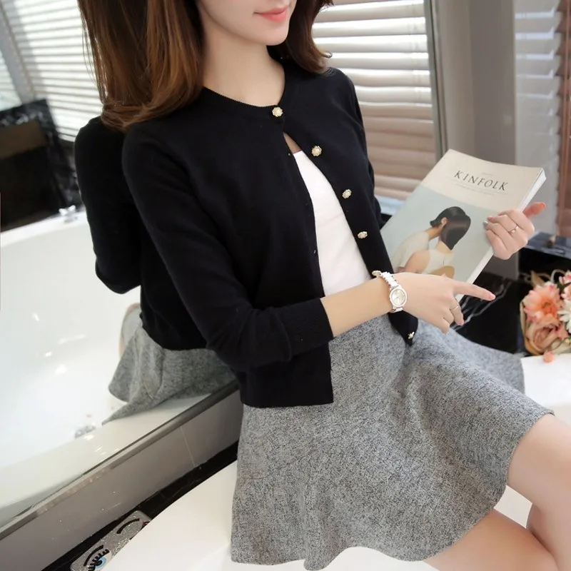 Женский вязаный кардиган Summe повседневный короткий жакет тонкая вязаная куртка