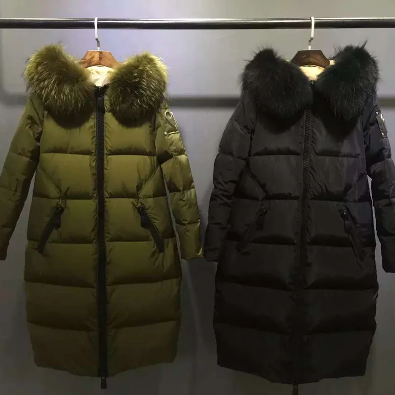 Женская зимняя куртка с капюшоном и мехом енота средней длины|coat down|coats coatscoat padded |