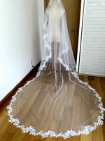 2018 whiteivory wedding veil 4m long comb lace mantilla cathedral bridal veil wedding accessories veu de noiva real photos md30