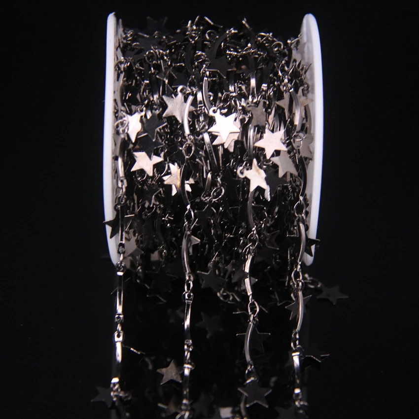 Металлическая цепочка с подвеской в виде звёзд 7 мм|Ювелирная фурнитура и