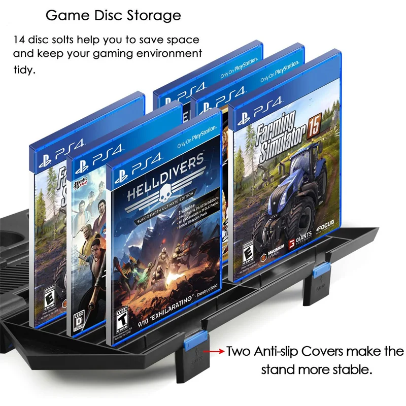 Вертикальный стоячий вентилятор охлаждения для Sony PS4 консоль USB двойная зарядная