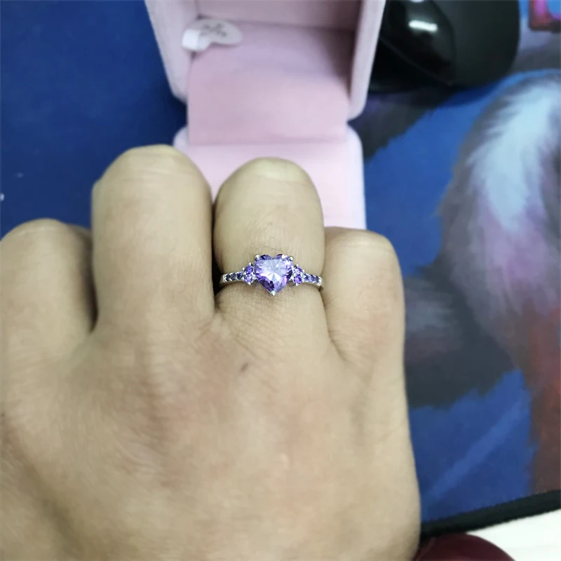 YHAMNI отправил Серебряный сертификат! Кольцо из серебра 925-й пробы в форме сердца прозрачные модные кольца ювелирные украшения подарок для женщин KPR988