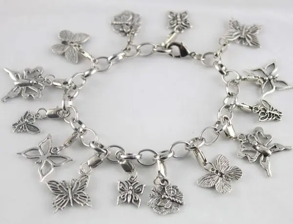 

15pcs Tibetan silver Butterfly dragonfly charm bracelets #20002