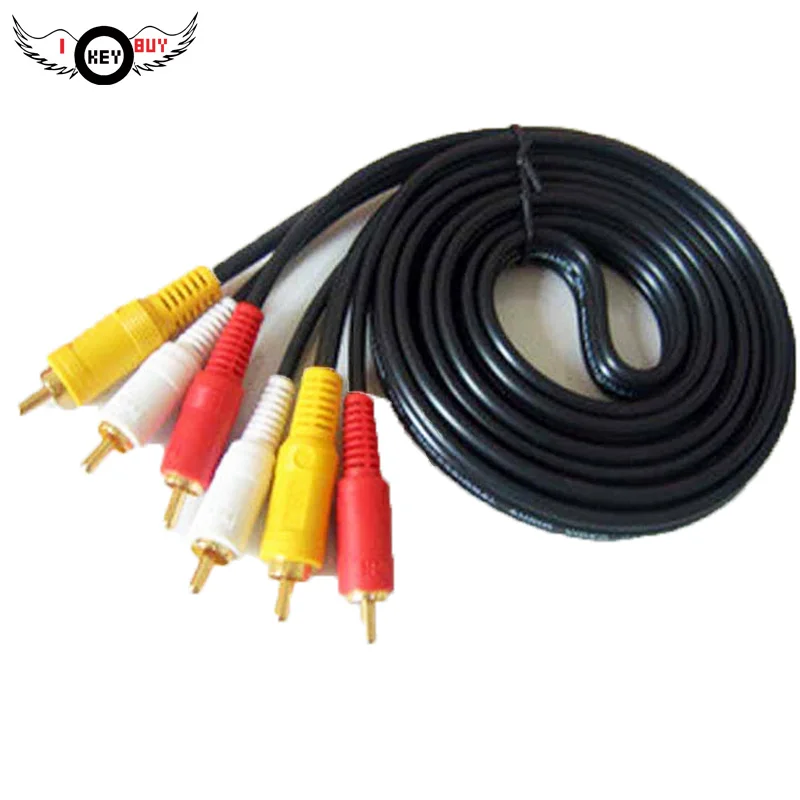 Cheapest 1.5M 3 In 3 Out Lotus RCA Line Wire Male Speaker DVD Audio Cable Video Kit Set-Top Box AV Black Amplifier Accessory