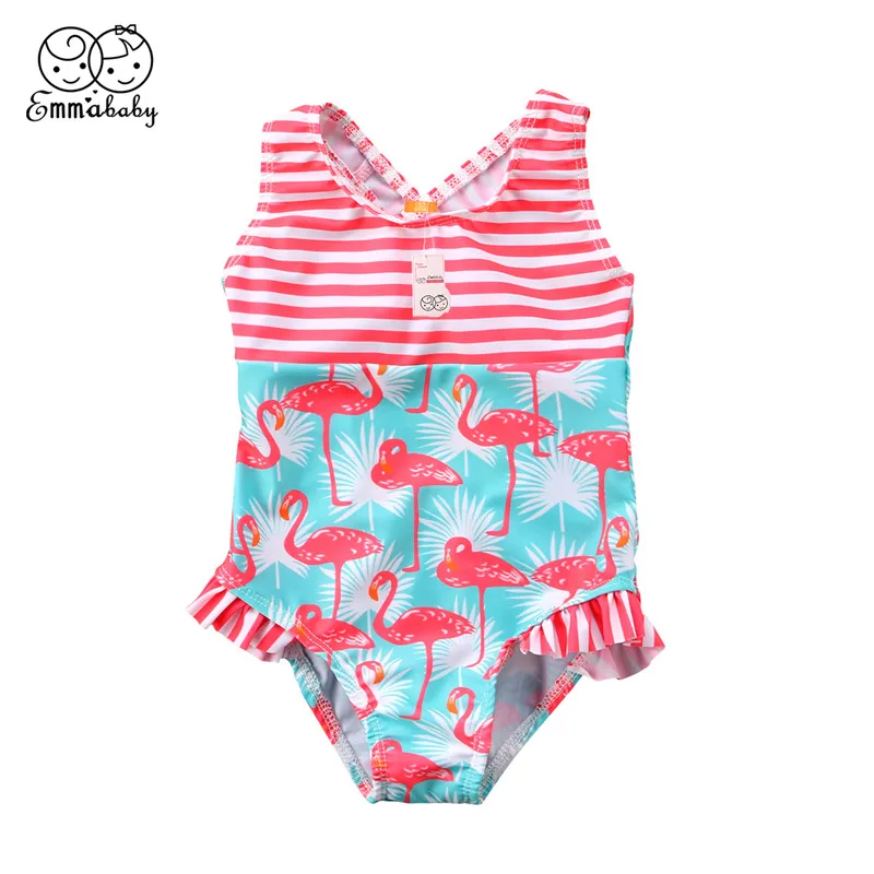 Модный детский цельнокроеный купальник милый летний без рукавов с оборками для