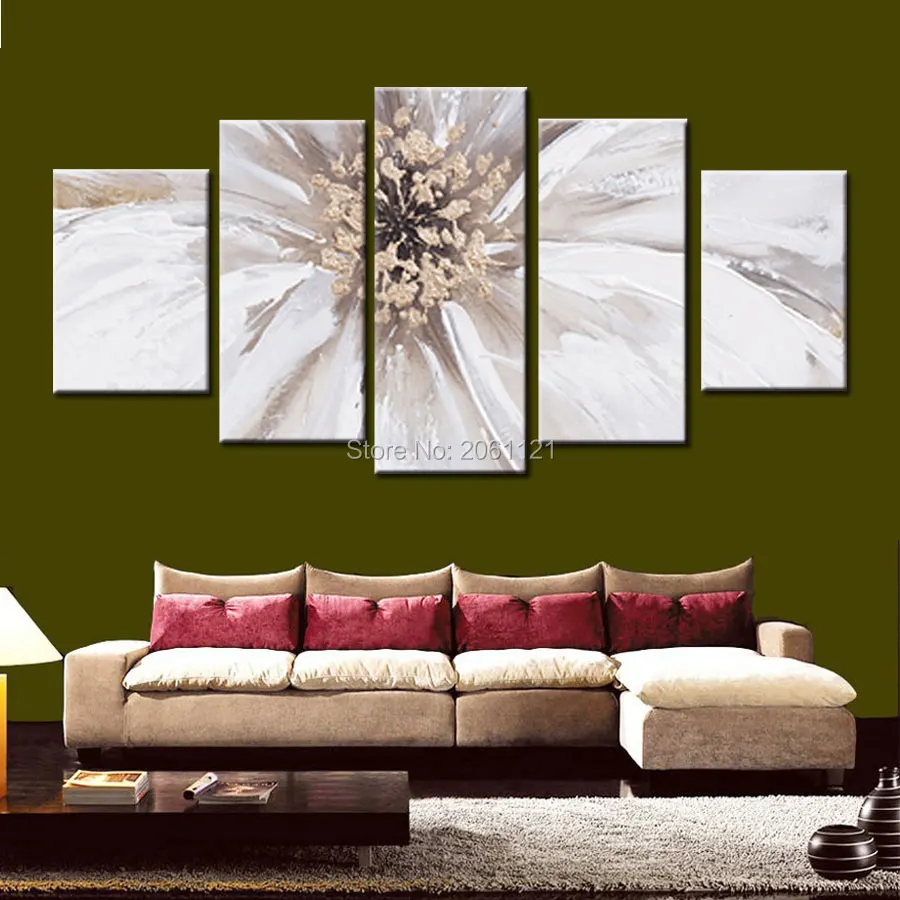 Ручная роспись 5 шт. Современное абстрактное искусство огромный большой белый