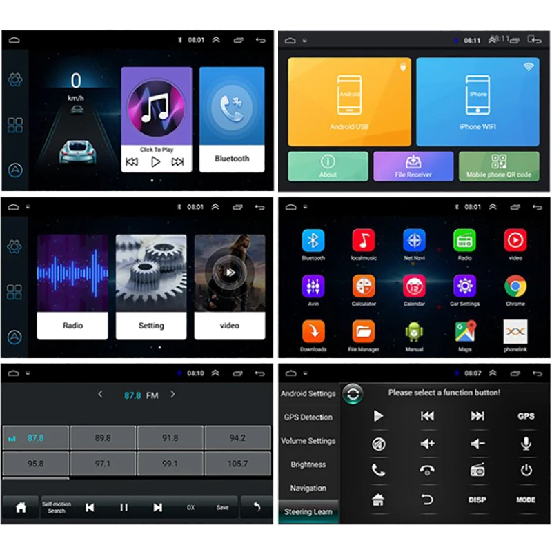 HD 7 дюймов 1024*600 2 Din Android 9,1 стереонаушники радио, Bluetooth, GPS Wifi Автомобильный DVD Настольный ПК Автомобильный мультимедийный плеер