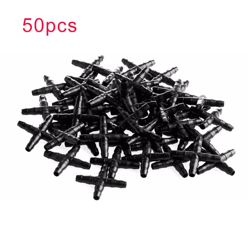 50 шт. аксессуар для полива и орошения кросс коннектор дома сада 4/7 мм шланг