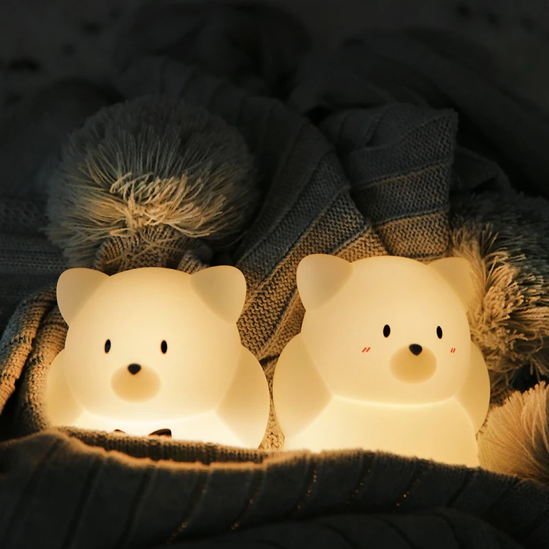 Ночник в виде медведя из силикона с USB-зарядкой, светодиодная лампа меняющая цвет, милая и теплая лампа для спальни, для кормления ребенка, пр... от AliExpress WW