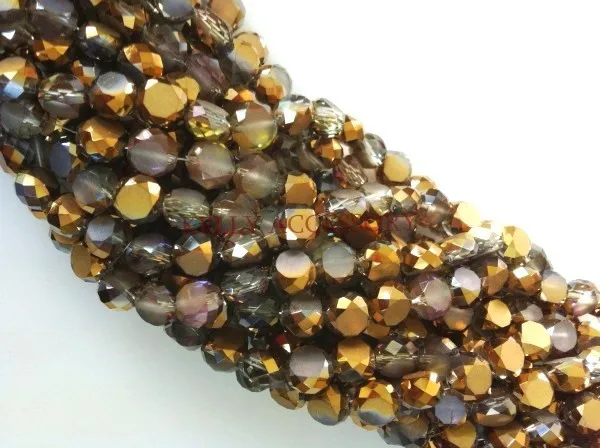 Бесплатная доставка 50 шт./лот 8 мм фуксия золотой кристаллический граненый Rondelle