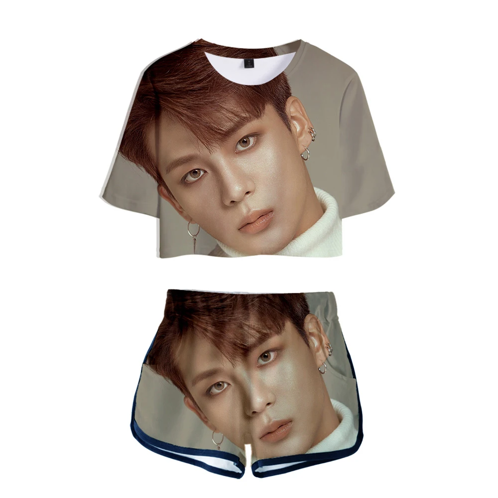 Frdum tomme-корейский 3D Ateez Idol Новое поступление модные женские с коротким рукавом пупок хип-хоп Moletom Летние удобные