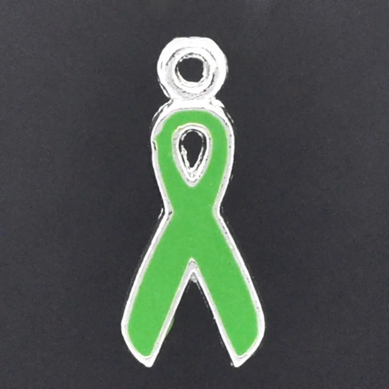50 шт. Серебряный тон лента Эмаль осведомленности Талисманы Подвески