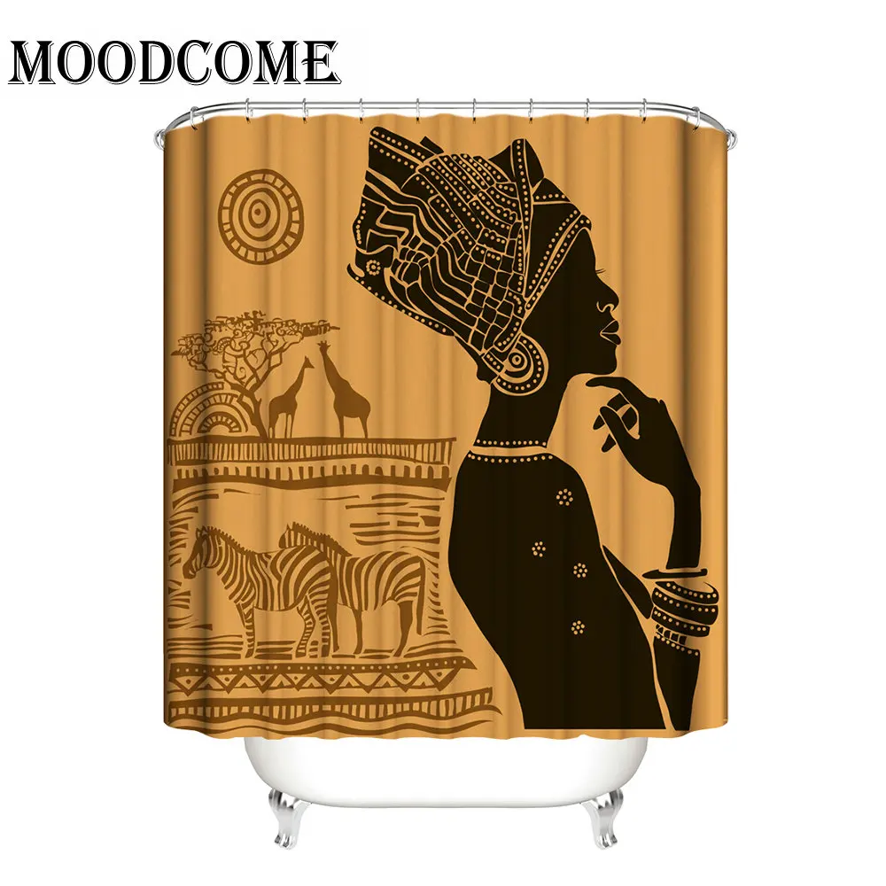 

waterproof curtain for the bathroom girl polyester fabric drop shipping afro african shower curtain