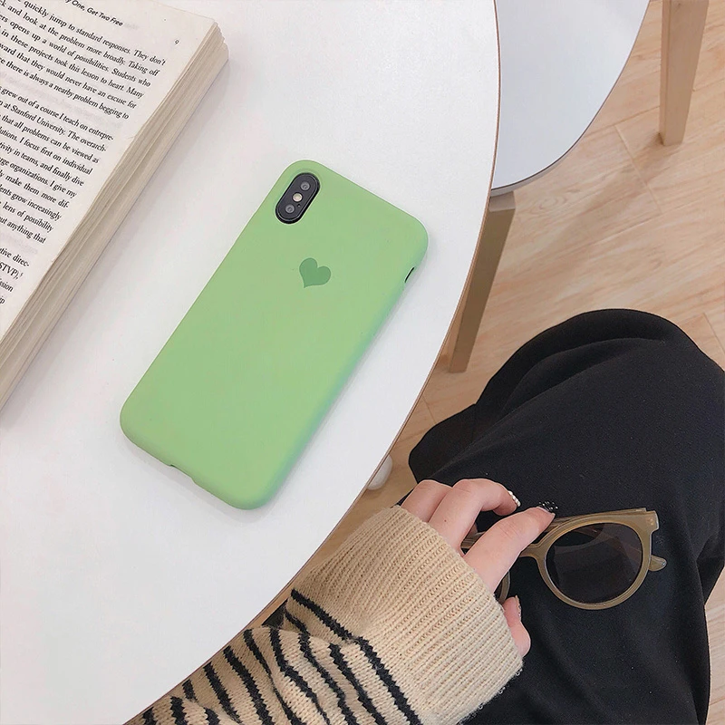 GlamPhoneCase простой однотонный чехол для телефона с сердечками iPhone X XS Max XR мягкий