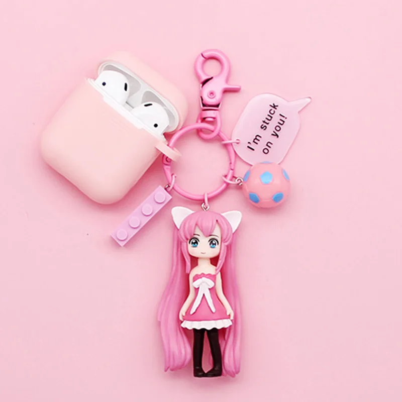 Pink2 Милый японский мультяшный брелок для девочек, силиконовый чехол для Apple AirPods, зарядная коробка, Bluetooth наушники, защитная крышка, аксессуары - Цвет: Pink2