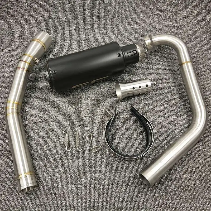 Design C YZF R15 MT15 полный комплект модифицированный глушитель среднего соединения трубы из нержавеющей стали для Yamaha YZF R15 MT-15 2008- MT 125 - Цвет: Design C