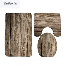 Free Shipping 3pcs Classc Banyo Wood Grain Bathroom Carpet Toilet U Type Bath Mat Set Non Slip Tapis Salle De Bain Alfombra Bano