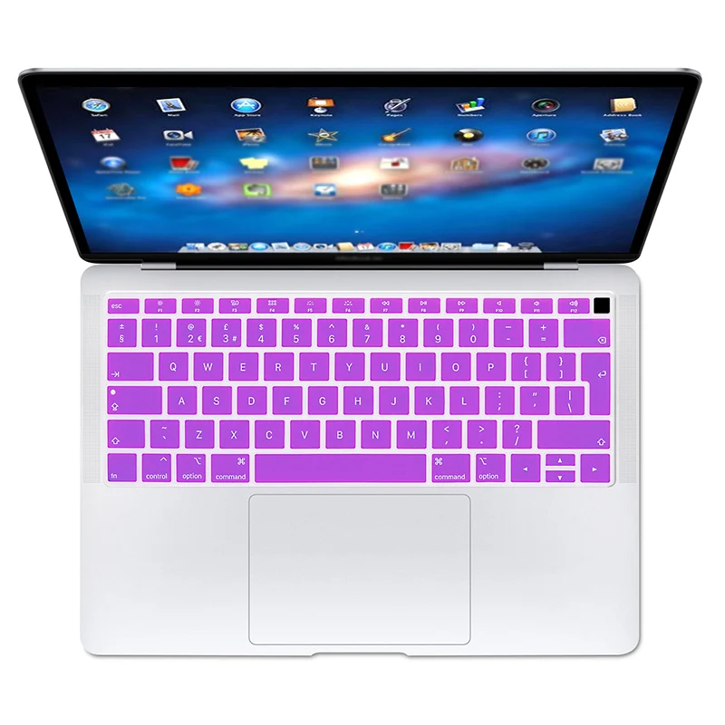 HRH водонепроницаемое Силиконовое английское покрытие для клавиатуры для MacBook Air 13A1932 с сенсорным ID защита для клавиатуры ноутбука - Цвет: Purple
