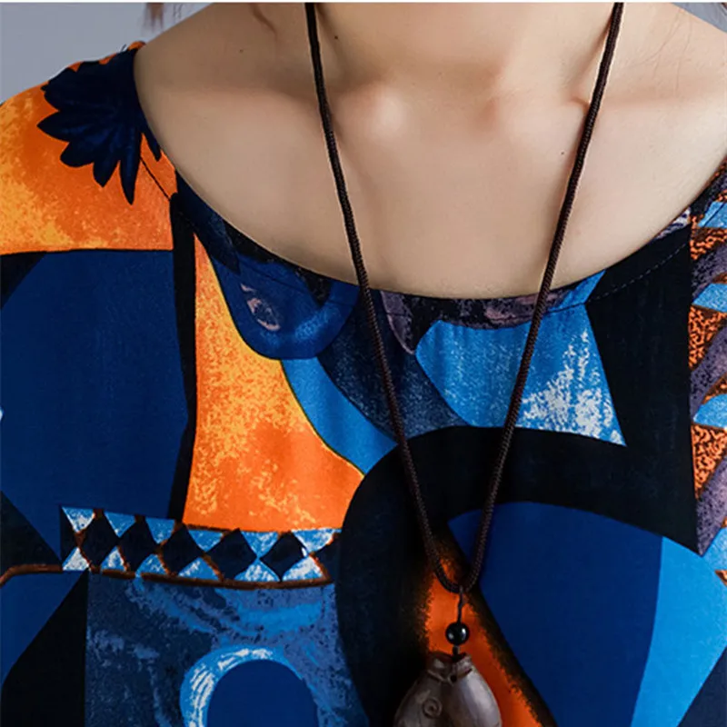 Jonature/Удобная Летняя женская одежда с геометрическим принтом Новинка 2019 года