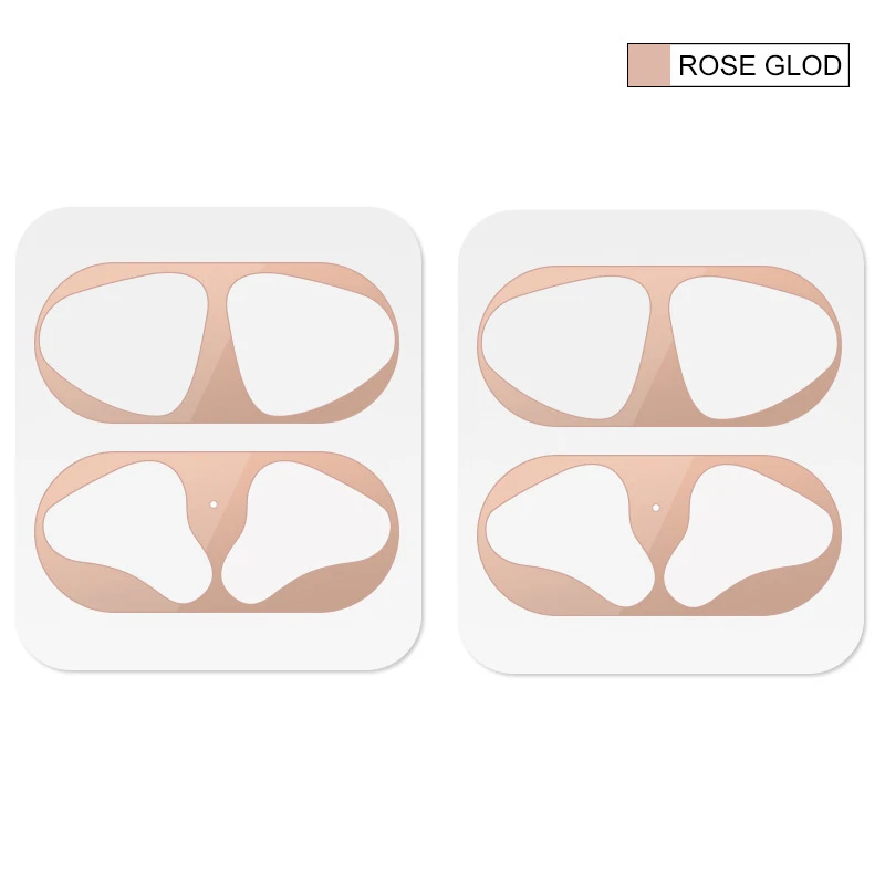 2 set rose gold 2 комплекта ультра тонкая защита для кожи для Airpod Earpods металлическая пленка железные стикеры стружки пылезащитные AirPods стикер наушники - Цвет: 2 set rose gold