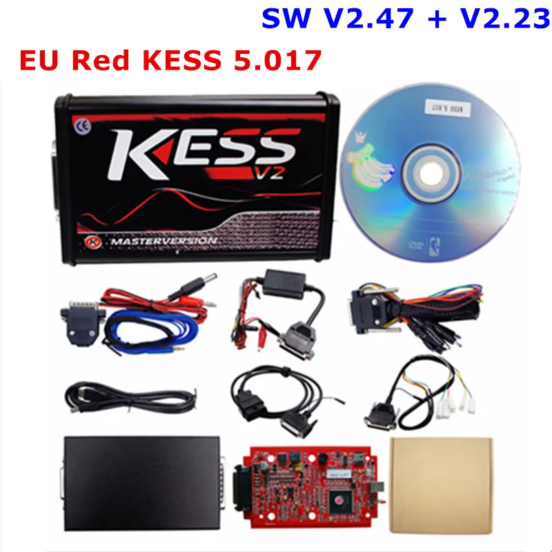EU KESS V5.017 V2.47 Онлайн V2.47 ЕС красный Kess V5.017 OBD2 менеджер Тюнинг Комплект KTAG V7.020 4 светодиодный Kess V2 5,017 BDM Рамка K-TAG V2.25 ECU программист - Цвет: EU KESS V5.017 V2.47