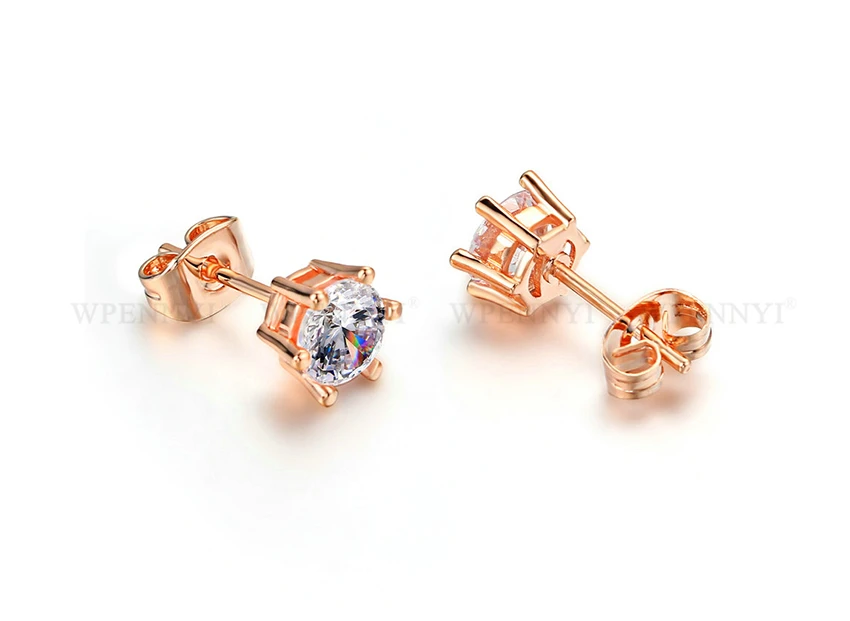 Классические Стильные серьги-гвоздики сверкающие 6 Зубцов мм 0 75 карат прозрачный