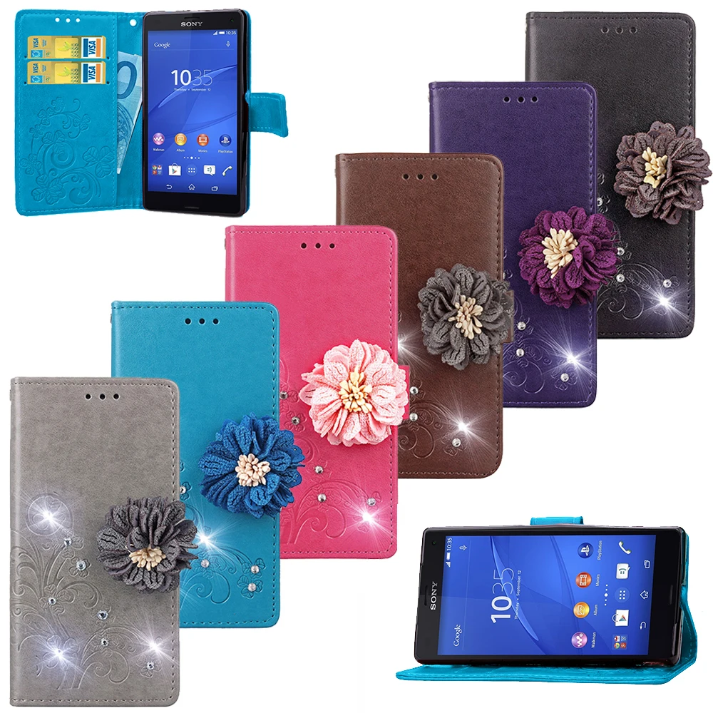 Кожаный чехол с объемными цветами для Sony Xperia Z3 Compact/Z3 Mini 4 6 &quot защитный