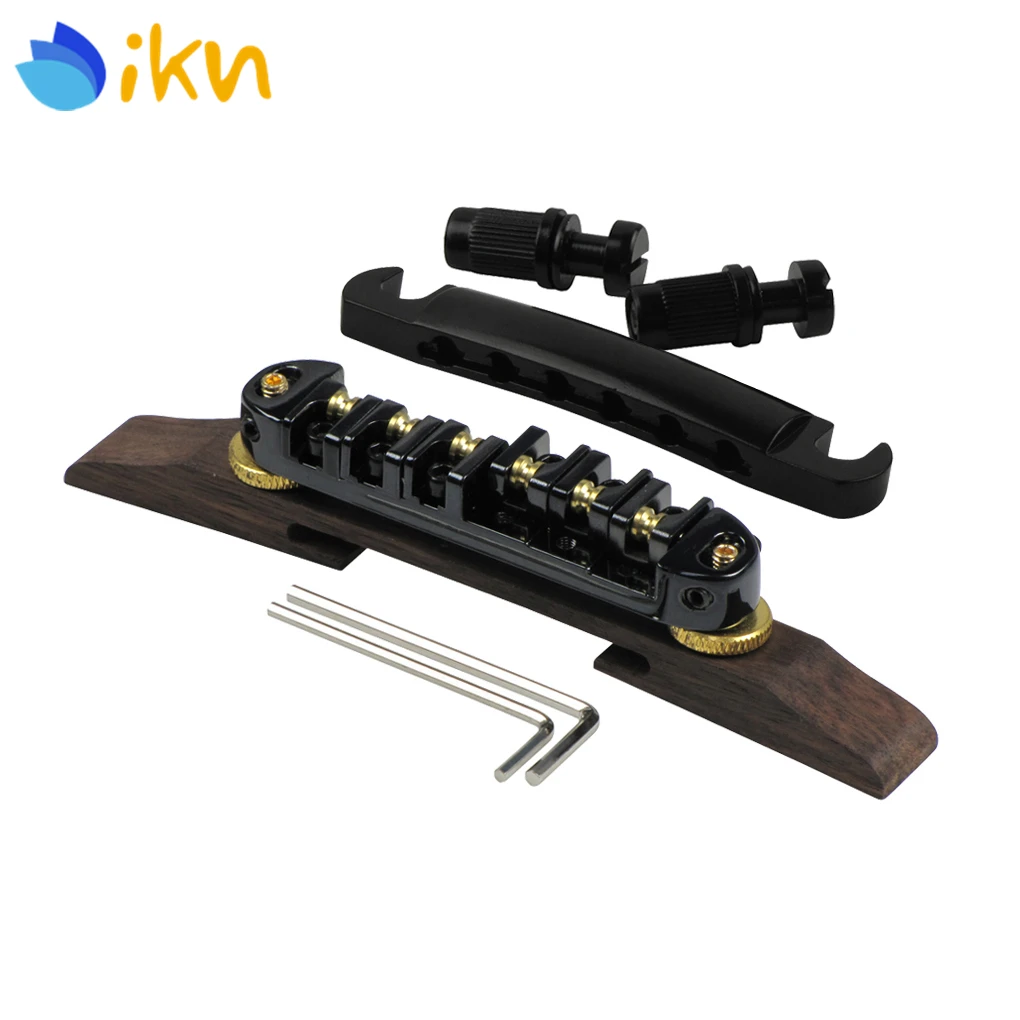 New Set of Black Roller Saddles Guitar Bridge Rosewood Base &amp Tailpiece For Archtop Jazz Parts Replacement | Спорт и развлечения