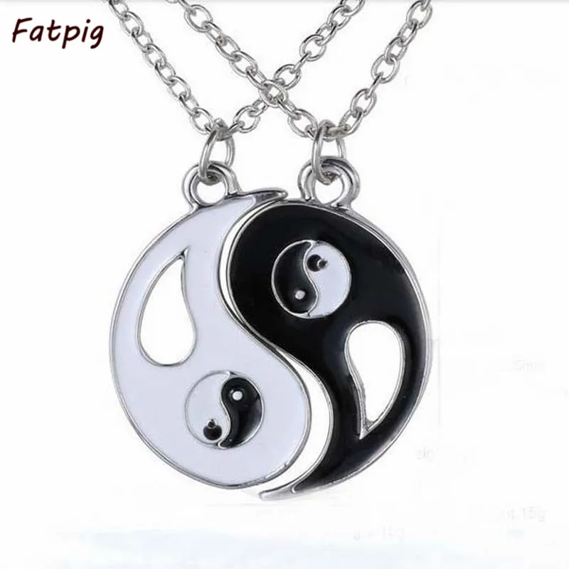 Ожерелье Fatpig для влюбленных ожерелье с кулоном Yin Yang черно белое пары подарок