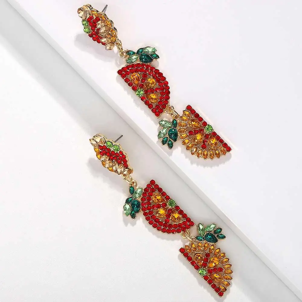 Модные стеклянные хрустальные серьги капли с фруктами женские корейские милые