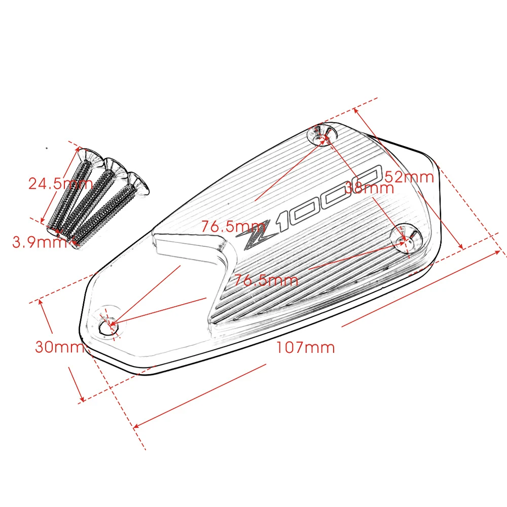 

Logo Z1000 High Quality CNC Front brake Fluid Reservoir cover Cap For Kawasaki Z1000 2010-2015 2016 2017 Motorcycle Accessories