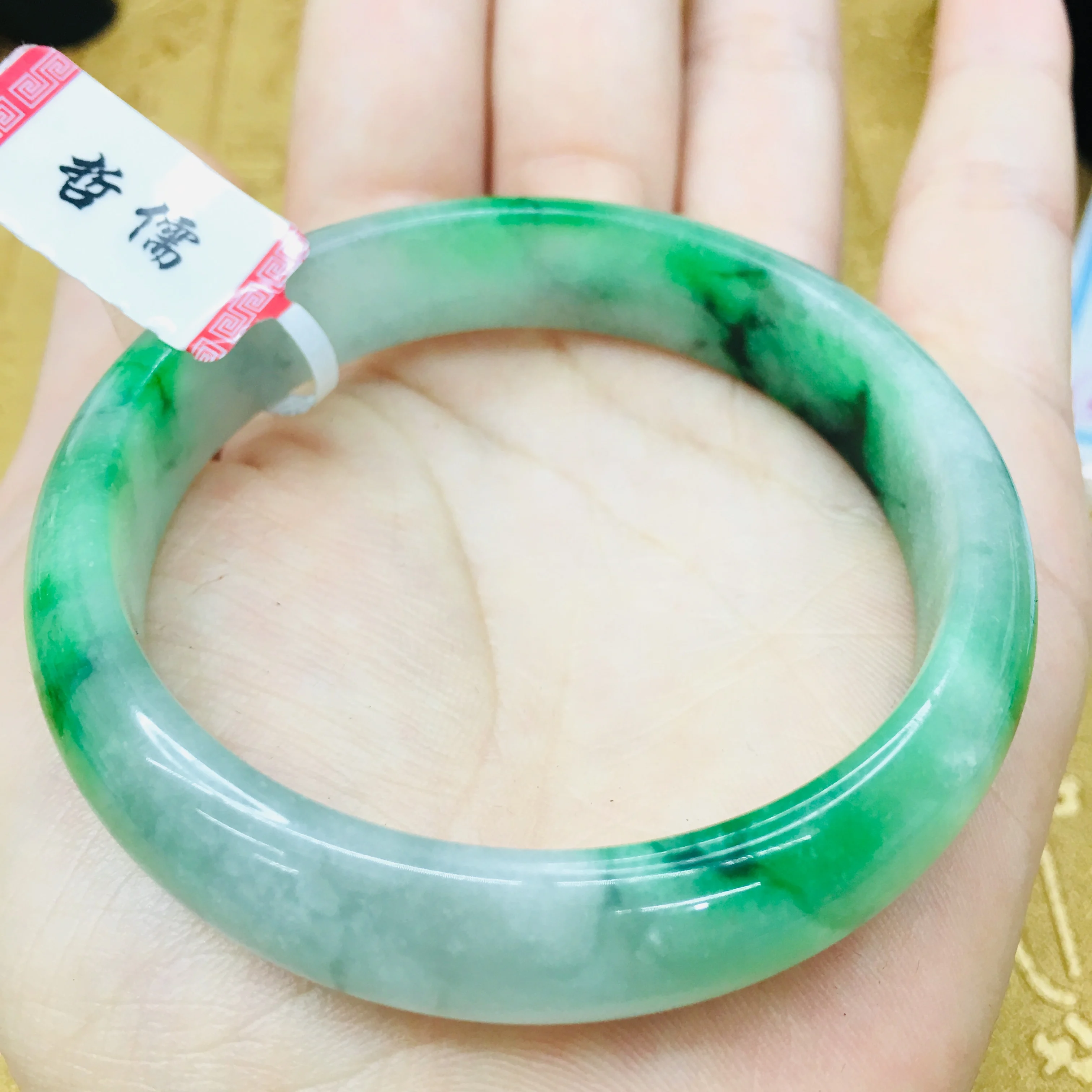 Send A certificate natural Jadeite bracelet Elegant green 54-61mm female two-color jade Jewelry gift | Украшения и аксессуары