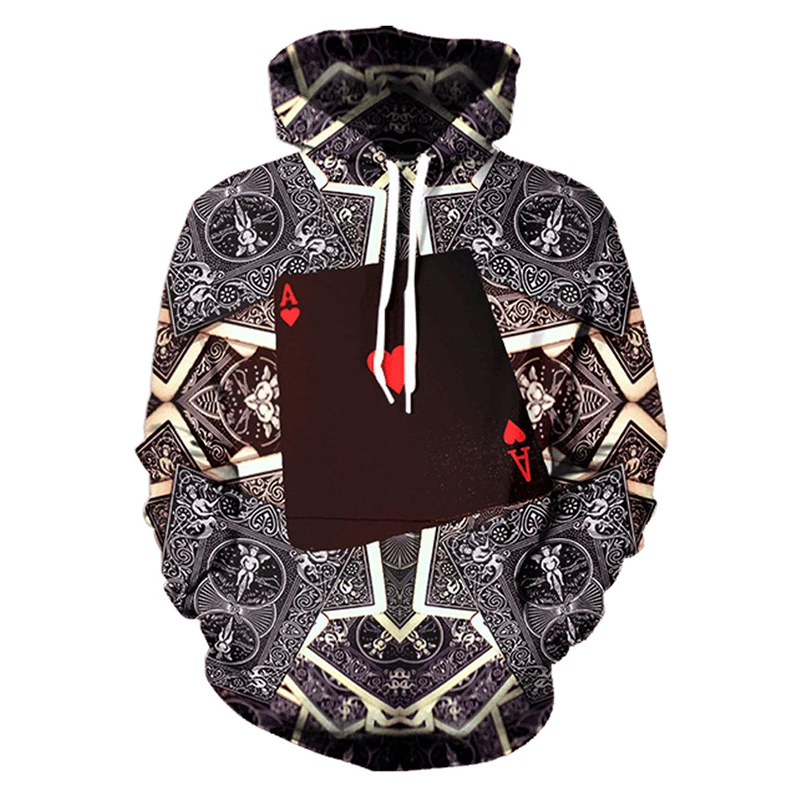 

CJLM Men Hoodies New Arrival Cool Print Poker Queen 3D Hoodie Sweatshirt Casual O-neck Pocket Pullovers Unisex Sweats Dropship