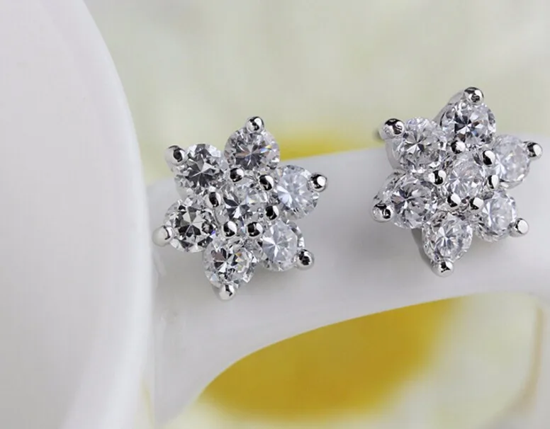Anenjery 925 пробы серебряные циркониевые серьги-гвоздики в виде цветка снежинки для женщин brincos подарок Букле д 'ореиль oorbellen S-E07