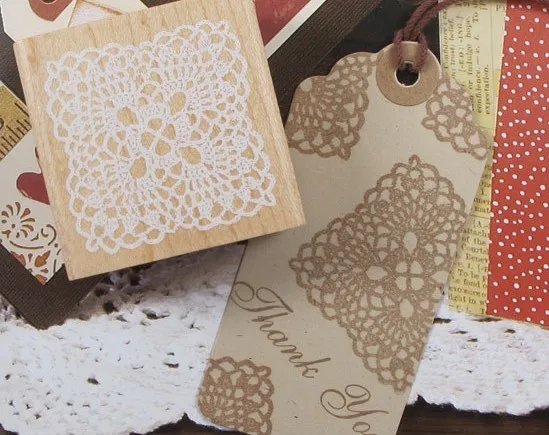 Новинка! (10 шт./лот) Прекрасный деревянный квадратный кружевной штамп Doily