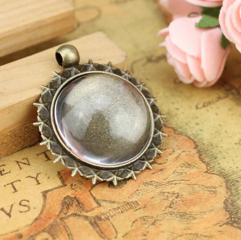 

50pcs/lot Inner size:25MM Alloy/Metal Antique Bronze Star Blank Cameo pendant base settings DIY Jewelry Accessory Findings