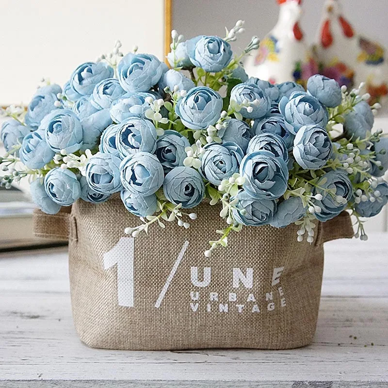 

Artificial 15 head Persian tea rose DIY home living room decoration fake flower Wedding bride holding flowers Christmas gift