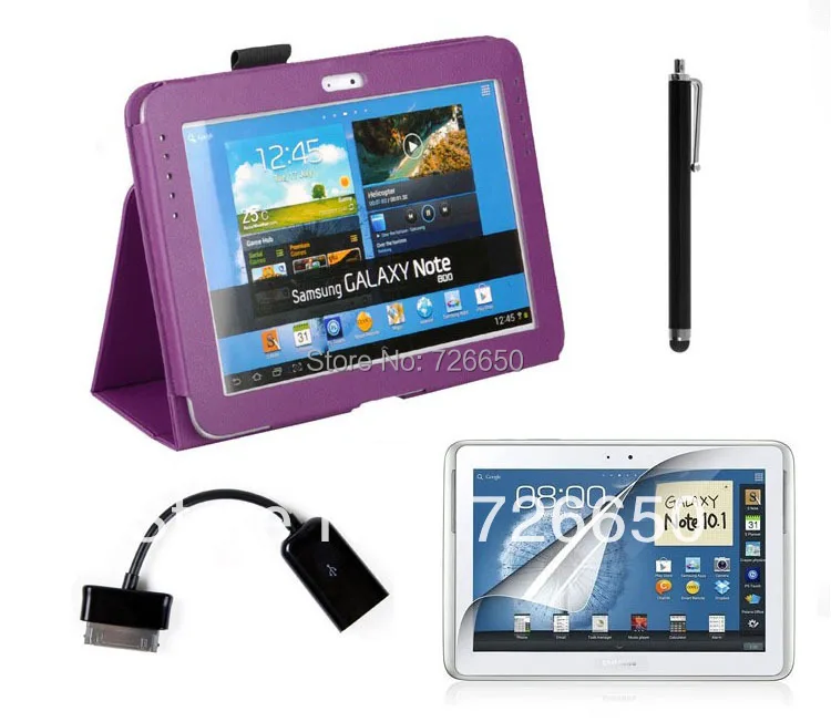 4 в 1 комплект для Samsung Galaxy Note 10 N8000 N8010 откидной Магнитный кожаный чехол +