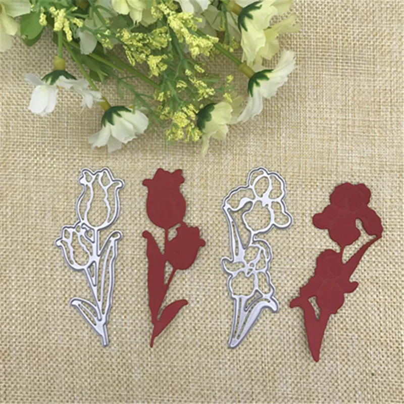 Тюльпан Цветок Металла резки трафареты для DIY Скрапбукинг/фотоальбом