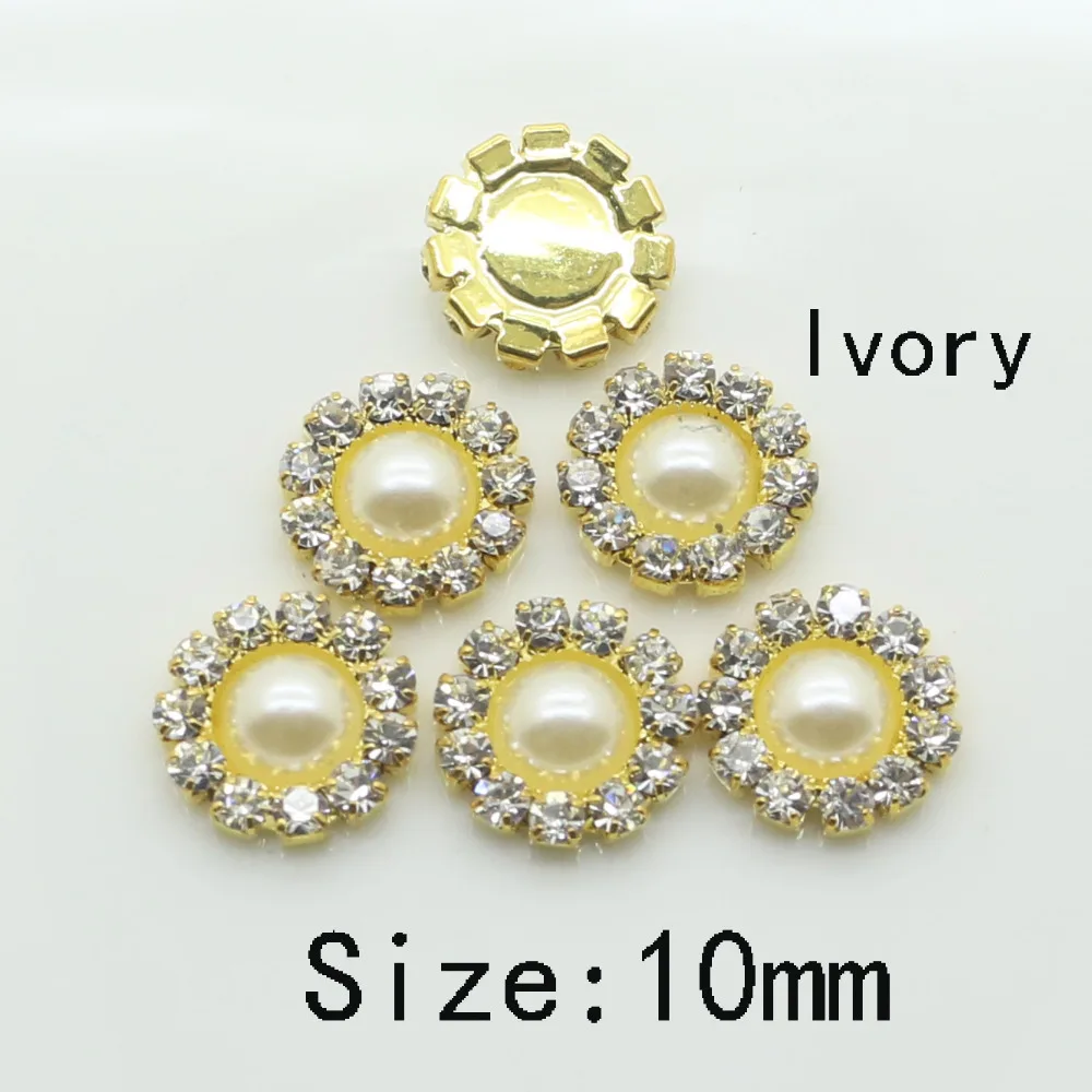Новинка 50 шт. золотые мини пуговицы с жемчугом и стразами 2017 украшение для