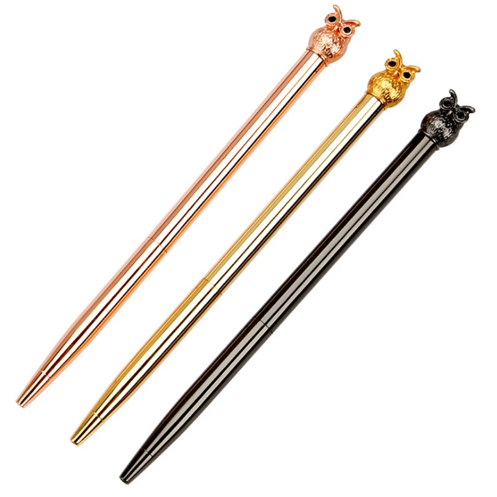 

1pcCute Owl Metal Pen Ballpoint Pen 0.5mm Business Office Ball Pen for Writing Stationery Office & School Pen Ballpen