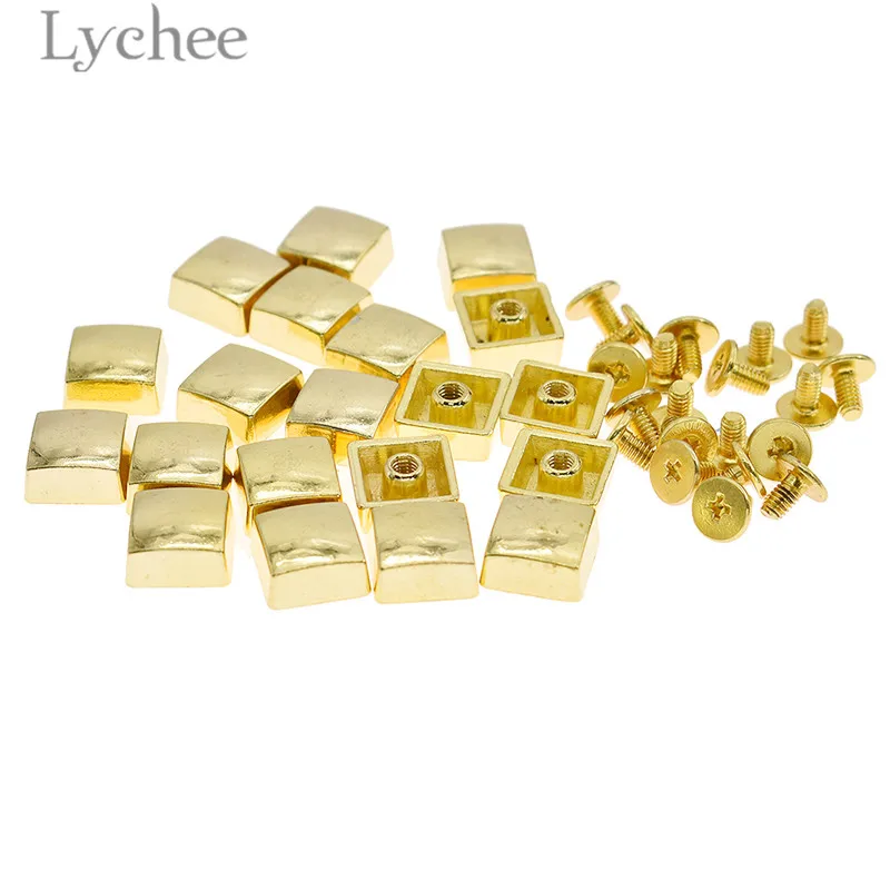 Lychee 20 шт. квадратные металлические заклепки винты золотого цвета DIY кожевенное