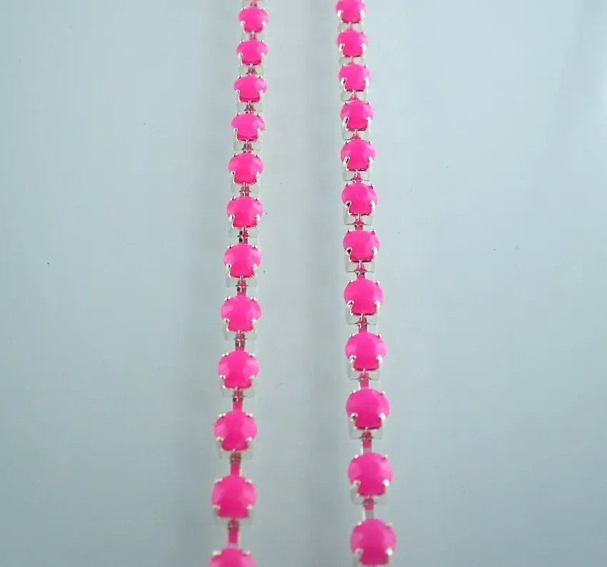 rose Diy SS16 акриловый кристалл 4 мм Стразы Серебряные металлические элементы одежды обуви украшения для свадебного платья окантовка цепочка на 2 размера больше - Цвет: rose