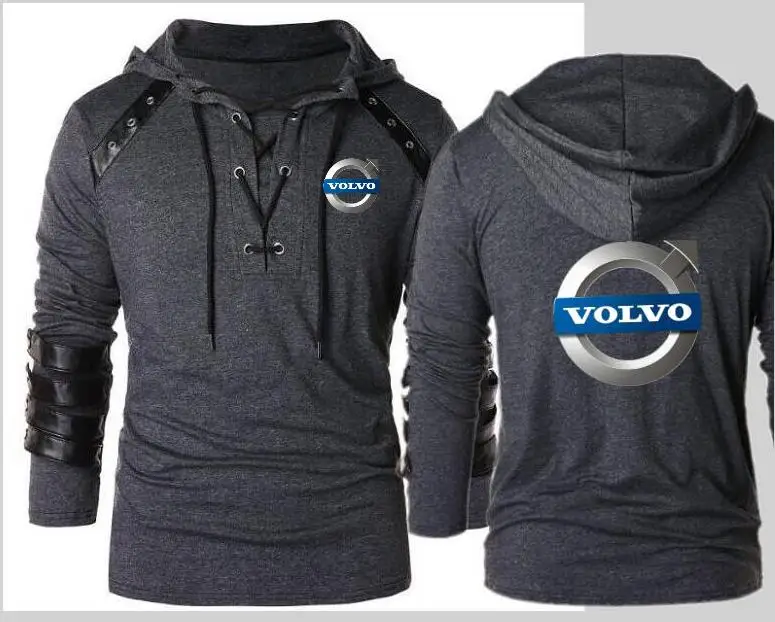 Новая повседневная модная толстовка с капюшоном volvo мужская Трикотажная кожаная