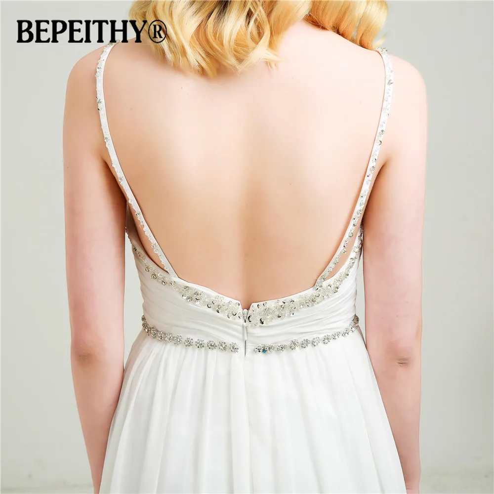 2021 Vestido De Novia шифоновые Свадебные платья с v образным вырезом и кристальным поясом