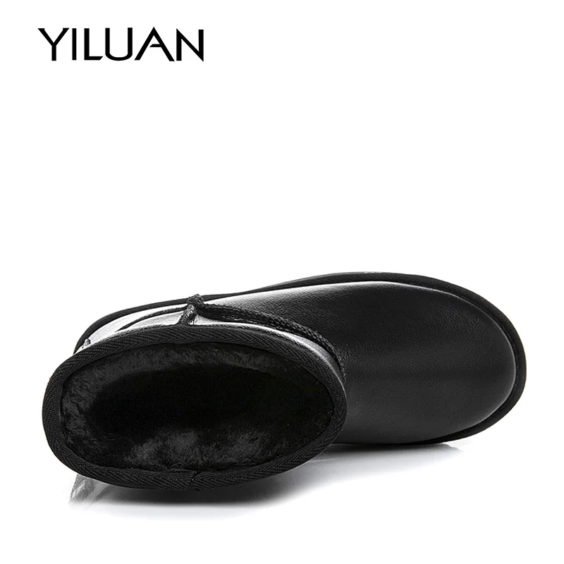YILUAN/черные зимние ботинки Модные женские на платформе новый стиль 2019 года