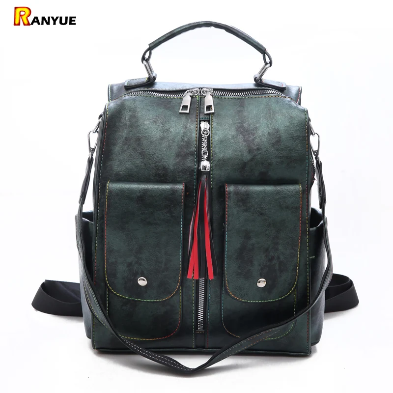 Большая застежка молния сумка Mochila с бахромой Винтаж мульти карманные рюкзак