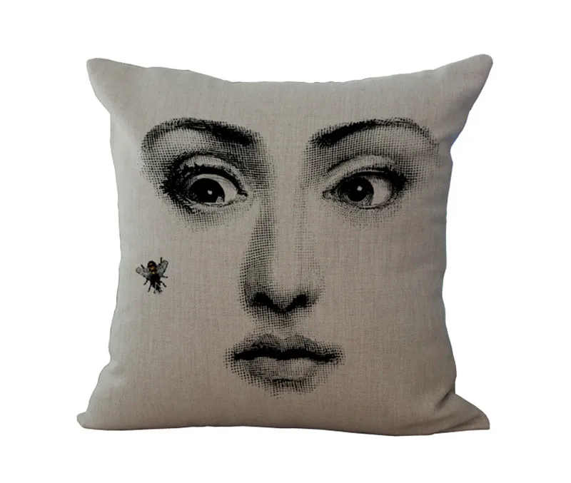 Модный высококачественный Ретро Чехол для подушки с красными губами Fornasetti, мимикой, декоративным рисунком, наволочка для дивана, домашний декор - Цвет: 2
