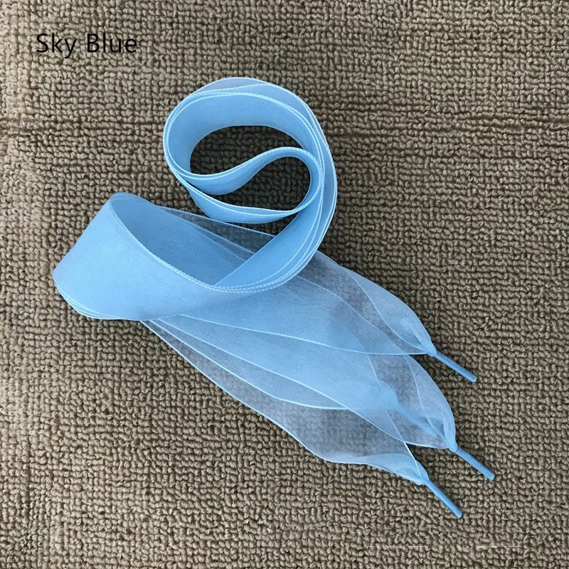 Sky Blue 1 пара; 110 см; обувь из органзы; женские шнурки с бантиком на плоской подошве; Шелковая атласная лента; парусиновая обувь; спортивные туфли со шнурками; спортивная обувь на шнуровке - Цвет: Sky Blue
